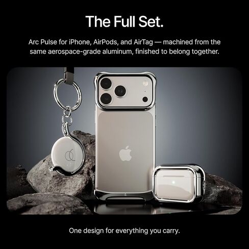 Arc Pulse Tracker Holder Compatible with Apple AirTag – Premium Aerospace-Grade Aluminium Case, Minimal Open Design, Anti-Scratch Protective Holder, Lightweight Keychain & Bag Accessory in Kuwait