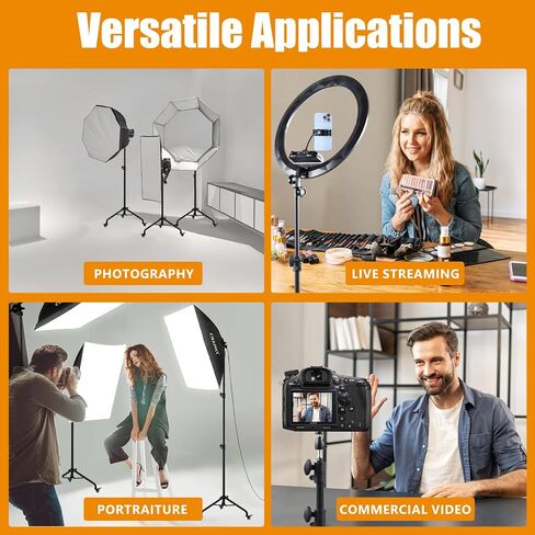 19" Ring Light with Stand, Rolling Wheels, 3 Phone Holders & iPad Holder in Saudi Arabia