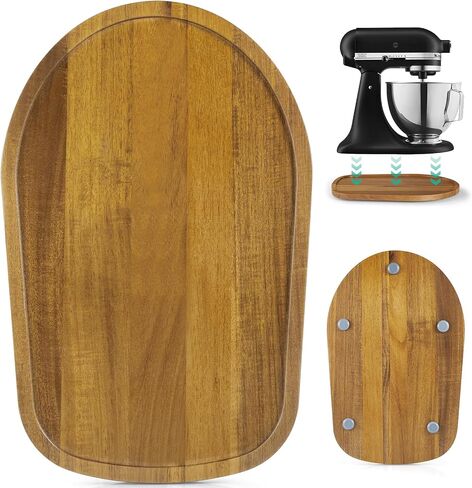 OUTNILI Mixer Slider Mat for KitchenAid Stand Mixer 4.5-5 Qt Tilt-Head, Acacia Wood Kitchen Aid Mixer Slider Tray, Countertop Appliance Sliding Mat in Kuwait