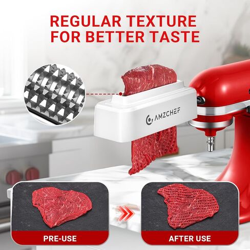 Meat Tenderizer Attachment for Kitchen Aid Stand Mixers, Stainless Steel Meat Tenderizer Tool with Upgraded 6.5 inch Length, Dishwasher Safe, Ideal for Beef, Pork, Lamb and Venison, White in Kuwait