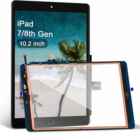 for iPad 7th/8th Generation Screen Replacement Glass Touch Digitizer 10.2", for 7 7th 8 8th Gen A2428 A2429 A2430 A2270 A2200 A2198 A2197 Touch Glass with Home Button[NO Fingerprint Reader] [Black] in Kuwait