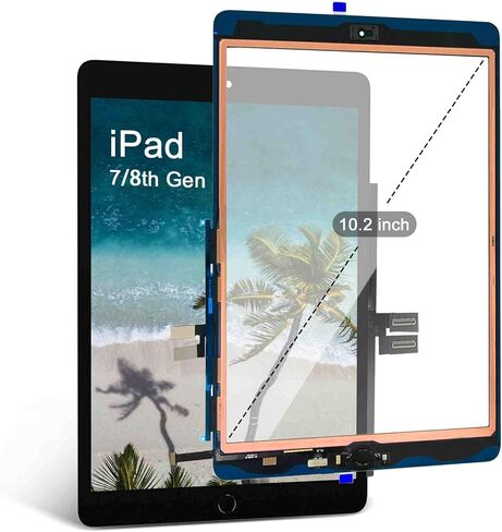 for iPad 7th/8th Generation Screen Replacement Glass Touch Digitizer 10.2", for 7 7th 8 8th Gen A2428 A2429 A2430 A2270 A2200 A2198 A2197 Touch Glass with Home Button[NO Fingerprint Reader] [Black] in Kuwait