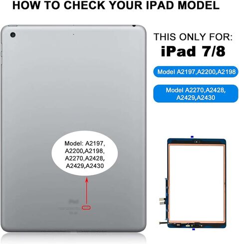 for iPad 7th/8th Generation Screen Replacement Glass Touch Digitizer 10.2", for 7 7th 8 8th Gen A2428 A2429 A2430 A2270 A2200 A2198 A2197 Touch Glass with Home Button[NO Fingerprint Reader] [Black] in Kuwait
