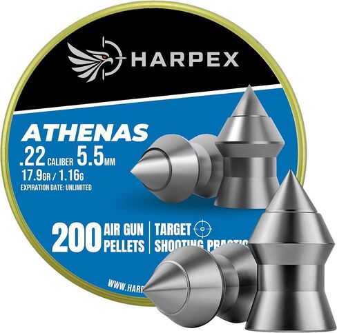 HARPEX Athenas .22 Cal Airgun Pellets – 17.9 Grain Pointed Design – High Accuracy – Precision Lead Pellets for Target Shooting, Small Game & Consistent Performance in Kuwait
