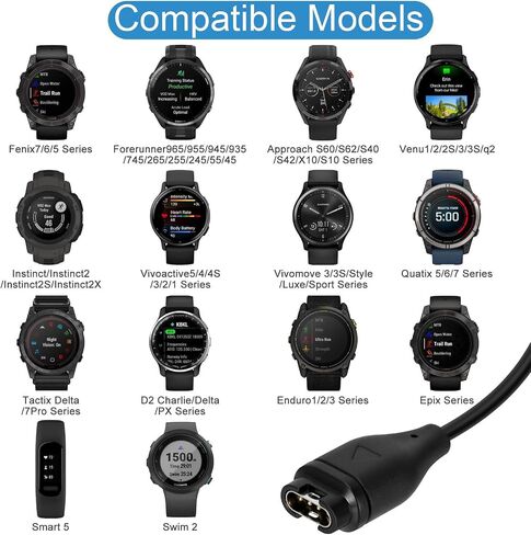 Charger for Garmin Watch with Charger Cable - Watch Charging Cord for Vívoactive 6/5/4S/3, Forerunner 55/255/970/570/965/265/165/745/935/945/45S/245 Music, Fenix 8/7/6/5/4, Venu 4/3/2, Instinct 3/2/2S in Kuwait