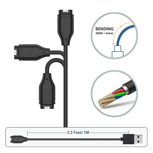 Charger for Garmin Watch with Charger Cable - Watch Charging Cord for Vívoactive 6/5/4S/3, Forerunner 55/255/970/570/965/265/165/745/935/945/45S/245 Music, Fenix 8/7/6/5/4, Venu 4/3/2, Instinct 3/2/2S in Kuwait
