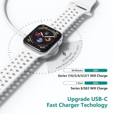 2Pack for Apple Watch Charger Cable, Magnetic Fast Charger to USB C Cable 6FT, Wireless Fast iWatch Charger Portable Compatible with iWatch Ultra/Series 9/8/7/6/SE/SE2/5/4/3/2/1-White in Kuwait