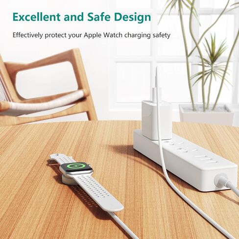 2Pack for Apple Watch Charger Cable, Magnetic Fast Charger to USB C Cable 6FT, Wireless Fast iWatch Charger Portable Compatible with iWatch Ultra/Series 9/8/7/6/SE/SE2/5/4/3/2/1-White in Kuwait