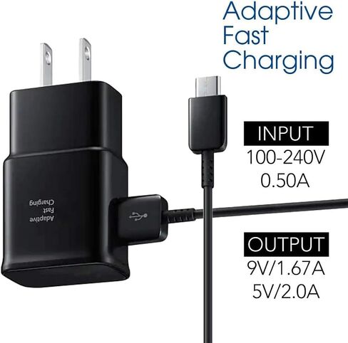 10FT Cable, Type C Charger Fast Charging, USB C Android Phone Wall Charger Block & Charge Cord, for Samsung Galaxy S25/S24/S23/S22/S21/S20/S10 Plus/S10E/S9/S8/S21 Ultra Note 8/9/10/20 etc in Kuwait
