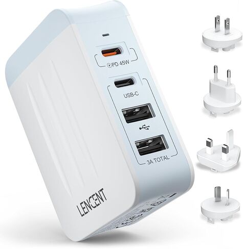 LENCENT Multiport International USB Wall Charger, 4 Port European Adapter in Kuwait