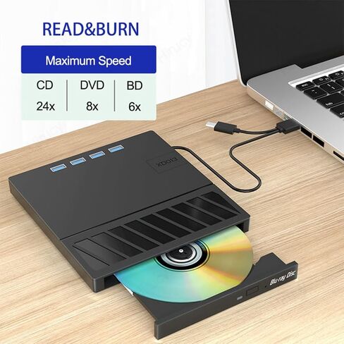 USB 3.0 Type-C Multiplication External Blu-Ray Optical Drive CD/DVD/BD -/+RW Player Burner Writer Reader for Laptop PC in Kuwait