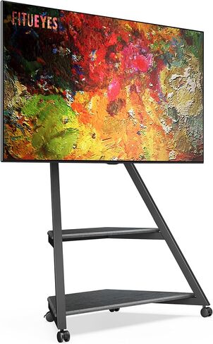 FITUEYES Corner TV Stand for 43-75" TVs with Wooden Storage Shelves, Black in Kuwait