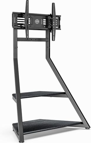 FITUEYES Corner TV Stand for 43-75" TVs with Wooden Storage Shelves, Black in Kuwait