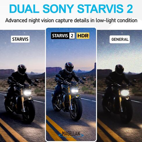Magellan Motorcycle Dash Cam 2.5K Front and Rear, HDR, GPS, WiFi, IP67 in Kuwait
