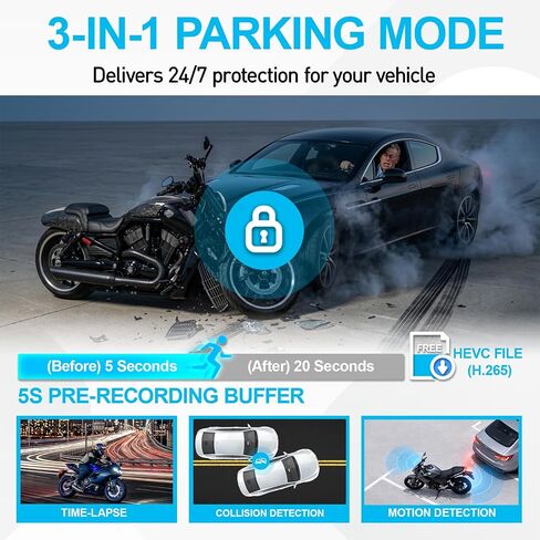 Magellan Motorcycle Dash Cam 2.5K Front and Rear, HDR, GPS, WiFi, IP67 in Kuwait