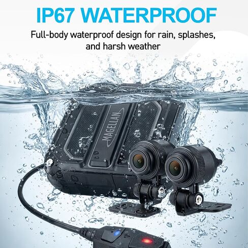 Magellan Motorcycle Dash Cam 2.5K Front and Rear, HDR, GPS, WiFi, IP67 in Kuwait