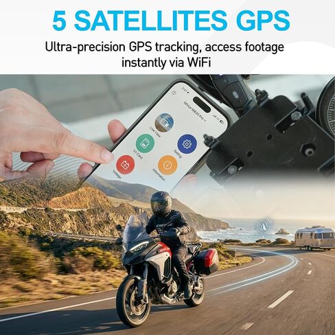 Magellan Motorcycle Dash Cam 2.5K Front and Rear, HDR, GPS, WiFi, IP67 in Kuwait