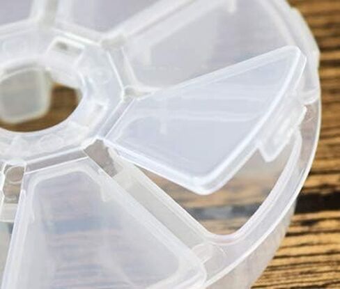 10Pcs 8 Compartments Plastic Clear Round Shaped Container Box Organizer Storage Display Case for Jewelry, Bead, Gem, Craft, Sewing,Fishing Baits Small Accessories Case in Kuwait