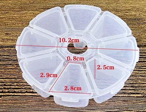 10Pcs 8 Compartments Plastic Clear Round Shaped Container Box Organizer Storage Display Case for Jewelry, Bead, Gem, Craft, Sewing,Fishing Baits Small Accessories Case in Kuwait