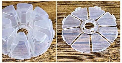 10Pcs 8 Compartments Plastic Clear Round Shaped Container Box Organizer Storage Display Case for Jewelry, Bead, Gem, Craft, Sewing,Fishing Baits Small Accessories Case in Kuwait