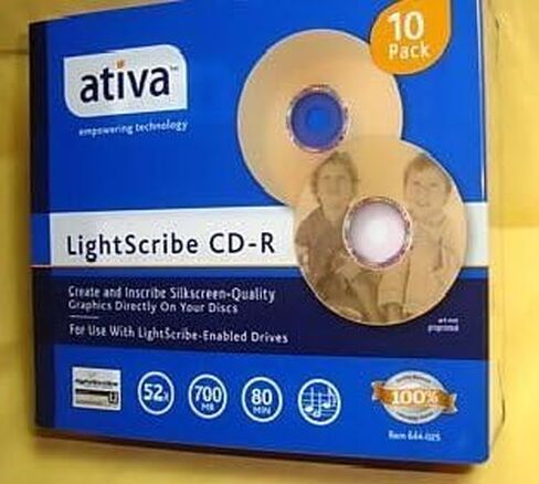 ATIVA LightScribe CD-R Recordable Media with Slim Jewel Cases, 700MB/80 Minutes, Pack of 10 in Kuwait