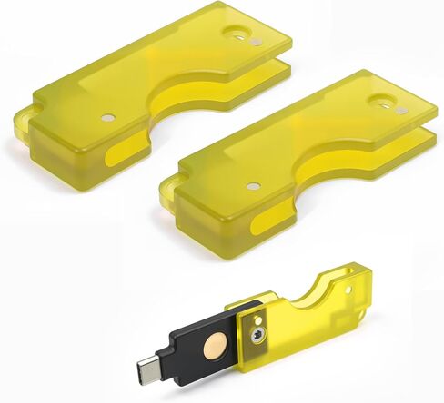 2 Pack Hard PC Flip Holder Protective Cover Compatible with YubiKey 5C NFC, Slide-Open USB-C Security Key Carrying Case, PC Shell for Tap-to-Use Convenience, Lightweight Keychain Protector,Yellow in Saudi Arabia