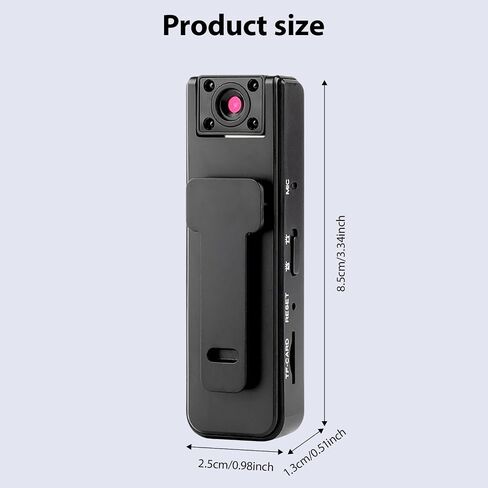 Clip on Sports Camera with 1080P Resolution 4 Night Viewing Lights 500mAh Battery Multiple Modes for Outdoor Video Recorder Wearable in Kuwait