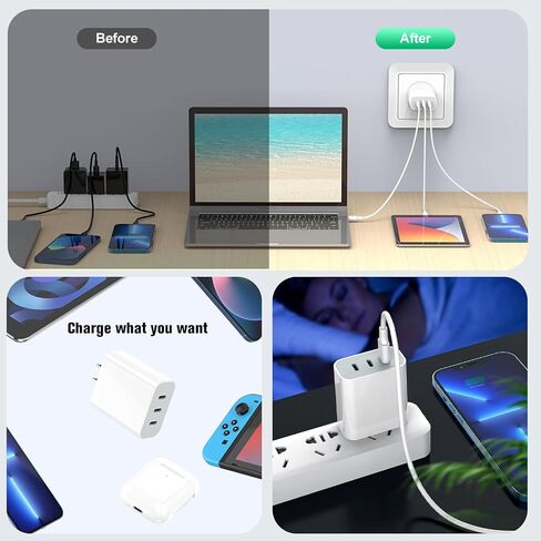 USB C Charger Block, Amoner 35W 3-Port PD Fast Charger for iPhone 17/16/15 in Kuwait