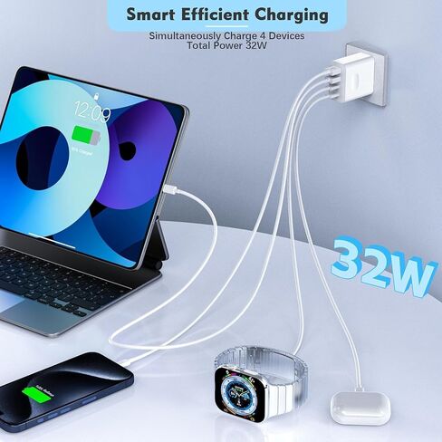 4-Port 40W Fast Charging Block Compatible with iPhone 17e/17Air/16e in Kuwait