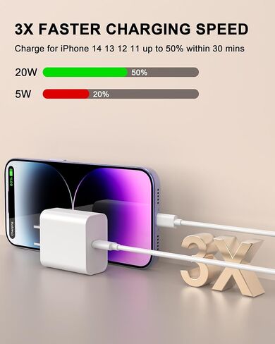 [Apple MFi Certified] iPhone 14 13 12 Charger 10FT, 20W USB C Charger Block in Kuwait