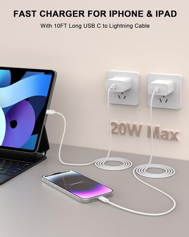 [Apple MFi Certified] iPhone 14 13 12 Charger 10FT, 20W USB C Charger Block in Kuwait