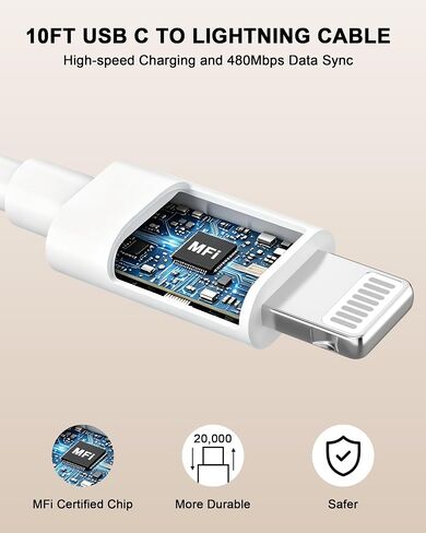 [Apple MFi Certified] iPhone 14 13 12 Charger 10FT, 20W USB C Charger Block in Kuwait