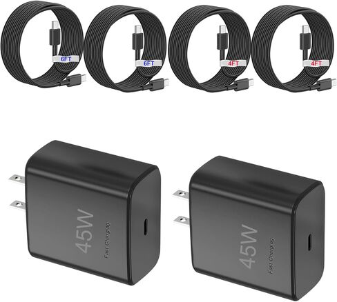 2-Pack 45W Super Fast Charger Type C, USB C Phone Charger with Type C Charging Cord for Samsung Galaxy S25 S24+/Ultra/S22/S21/S20/Note10/20 in Kuwait