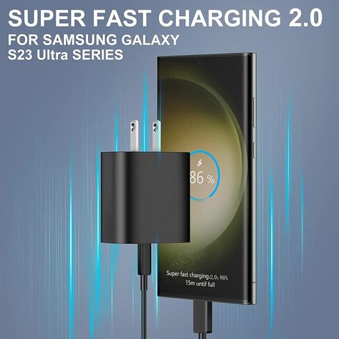 2-Pack 45W Super Fast Charger Type C, USB C Phone Charger with Type C Charging Cord for Samsung Galaxy S25 S24+/Ultra/S22/S21/S20/Note10/20 in Kuwait