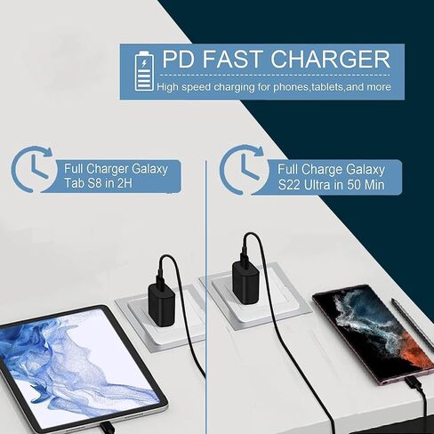2-Pack 45W Super Fast Charger Type C, USB C Phone Charger with Type C Charging Cord for Samsung Galaxy S25 S24+/Ultra/S22/S21/S20/Note10/20 in Kuwait