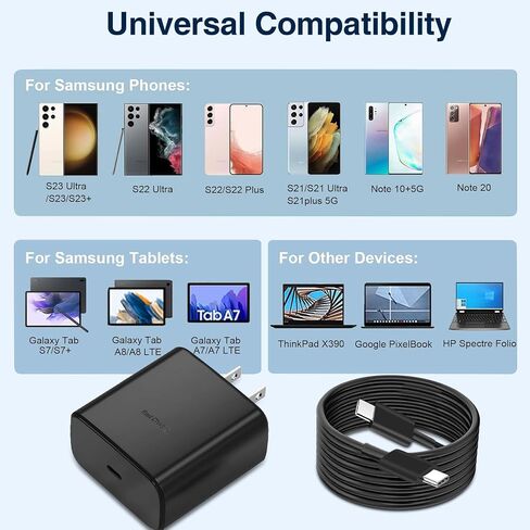 2-Pack 45W Super Fast Charger Type C, USB C Phone Charger with Type C Charging Cord for Samsung Galaxy S25 S24+/Ultra/S22/S21/S20/Note10/20 in Kuwait