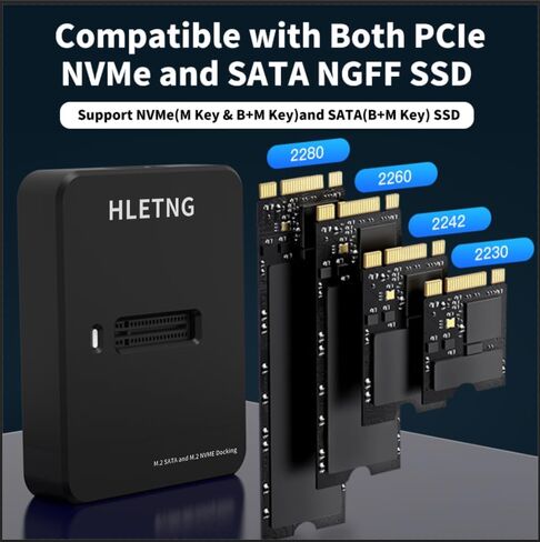 M.2 NVMe to USB Adapter, External NVMe SSD Reader 10Gbps M.2 Enclosure Adapter for PCIe NVMe and M.2 SATA SSDs in Kuwait