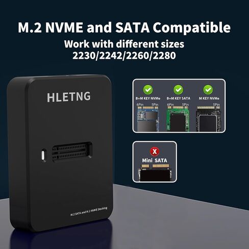 M.2 NVMe to USB Adapter, External NVMe SSD Reader 10Gbps M.2 Enclosure Adapter for PCIe NVMe and M.2 SATA SSDs in Kuwait
