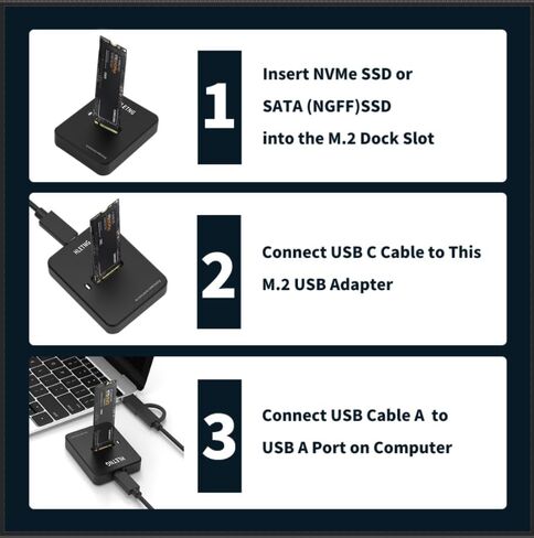 M.2 NVMe to USB Adapter, External NVMe SSD Reader 10Gbps M.2 Enclosure Adapter for PCIe NVMe and M.2 SATA SSDs in Kuwait