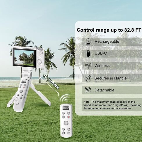 Hanpusen Tripod for Sony Camera, Wireless Shooting Grip with Shutter Release - Tripod Stand with Rechargeable Remote Control for ZV-E10/ZV-1/ZV-1F/A6400/A6700/A6100/A7 IV/RX0 II/FX3, Replace GP-VPT2BT in Kuwait