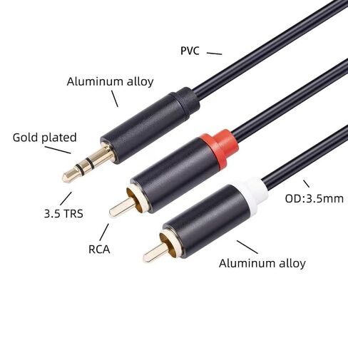 Vthahaby 3.5mm to RCA Cable, 6.6 FT, 1/8 Aux Male to Dual RCA Male in Kuwait