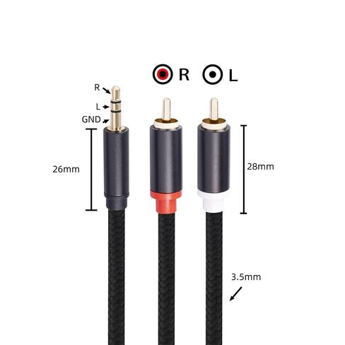 Vthahaby 3.5mm to RCA Cable, 6.6 FT, 1/8 Aux Male to Dual RCA Male in Kuwait