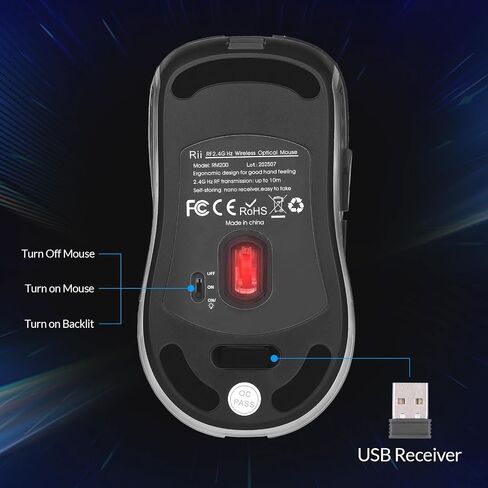 Rii Wireless Mouse with USB Nano Receiver,Rechargeable for Office Gaming in Kuwait