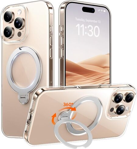 Red2Fire Compatible with Samsung Galaxy S24 Case with Stand Magnetic 360° Spin O-Ring Kickstand, Translucent Matte Military-Grade Phone Case,Black in Kuwait