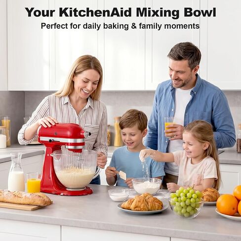 Glass Mixing Bowl for KitchenAid, Fits 4.5-5 Quart Tilt-Head Stand Mixers in Kuwait