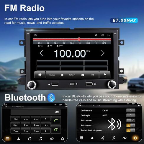 راديو سيارة لسيارة Ford F150 F-150 2004-2008، F250/F350 2006-2016، موستانج 2005-2009، E150/E250/E350 2009-2014، إكسبيديشن إكسبلورر 7 بوصة شاشة لمس ستيريو، CarPlay Android Auto GPS BT FM in Kuwait