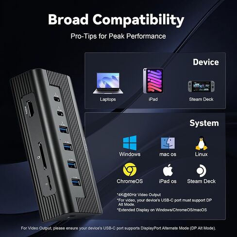 TRENFI 10-in-1 Aluminum USB C Hub with Detachable Cable | USB 3.2 Gen2 10Gbps, 4K 60Hz HDMI, 100W PD Charging, SD/TF Reader for Laptop, M1-M5 MacBook Pro/Air, Mac mini (Black) in Kuwait