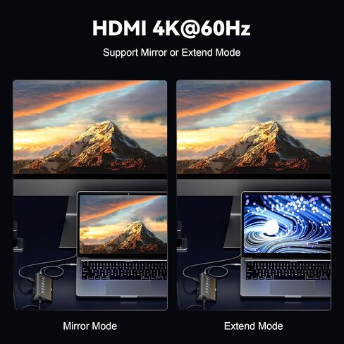 TRENFI 10-in-1 Aluminum USB C Hub with Detachable Cable | USB 3.2 Gen2 10Gbps, 4K 60Hz HDMI, 100W PD Charging, SD/TF Reader for Laptop, M1-M5 MacBook Pro/Air, Mac mini (Black) in Kuwait