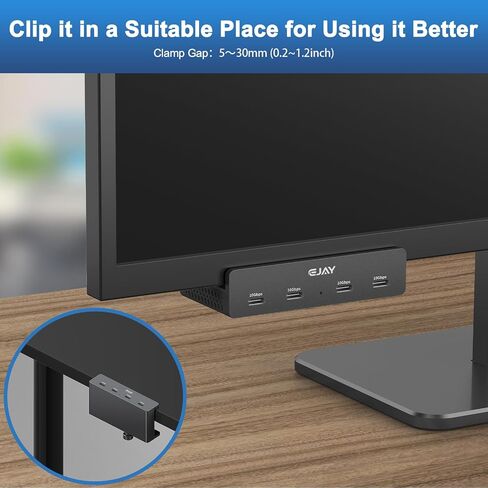 EJAY Clamp 4-Port 10Gbps USB-C Hub for iMac & PC in Kuwait