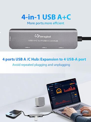 USB hub Splitter for Laptop,USB hub 1to4,USB 3.0 Splitter USB c hub,3.0 HUB Port Expander (USB 3.0 HUB-Silver) in Kuwait
